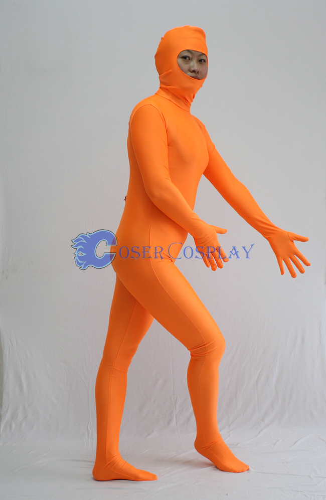 Open Face Zentai Costume Deep Orange